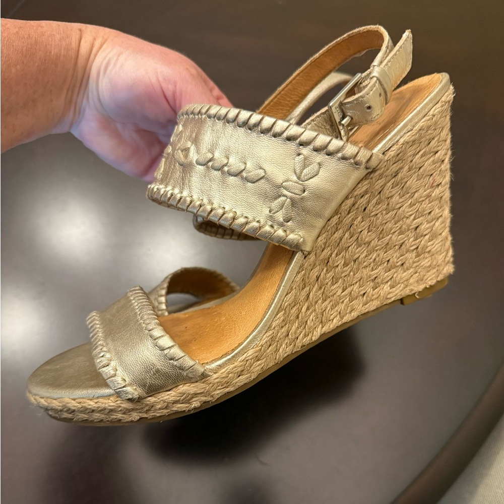 Jack Rogers “Vanessa Wedge” in Platinum, Size 8.